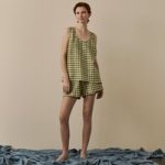 Botanical Green Gingham Cami Pyjama Set By Piglet in Bed | Size: Extra Small