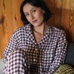 Women’s Gingham Linen Pyjama Set, Berry By Piglet in Bed | Size: Extra Large | Colour: Berry Gingham