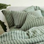 Linen Pillowcases (Pair), Pine Green Pembroke Stripe By Piglet in Bed | Size: Super King