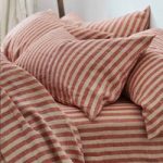 Linen Pillowcases (Pair), Sandstone Red Pembroke Stripe By Piglet in Bed | Size: Square