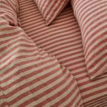 Pembroke Stripe Linen Fitted Sheet, Sandstone Red By Piglet in Bed | Size: Single