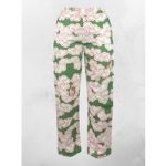 Organic Cotton & Linen Green Clouds Pyjama Trousers By Wild Clouds | Size: XL